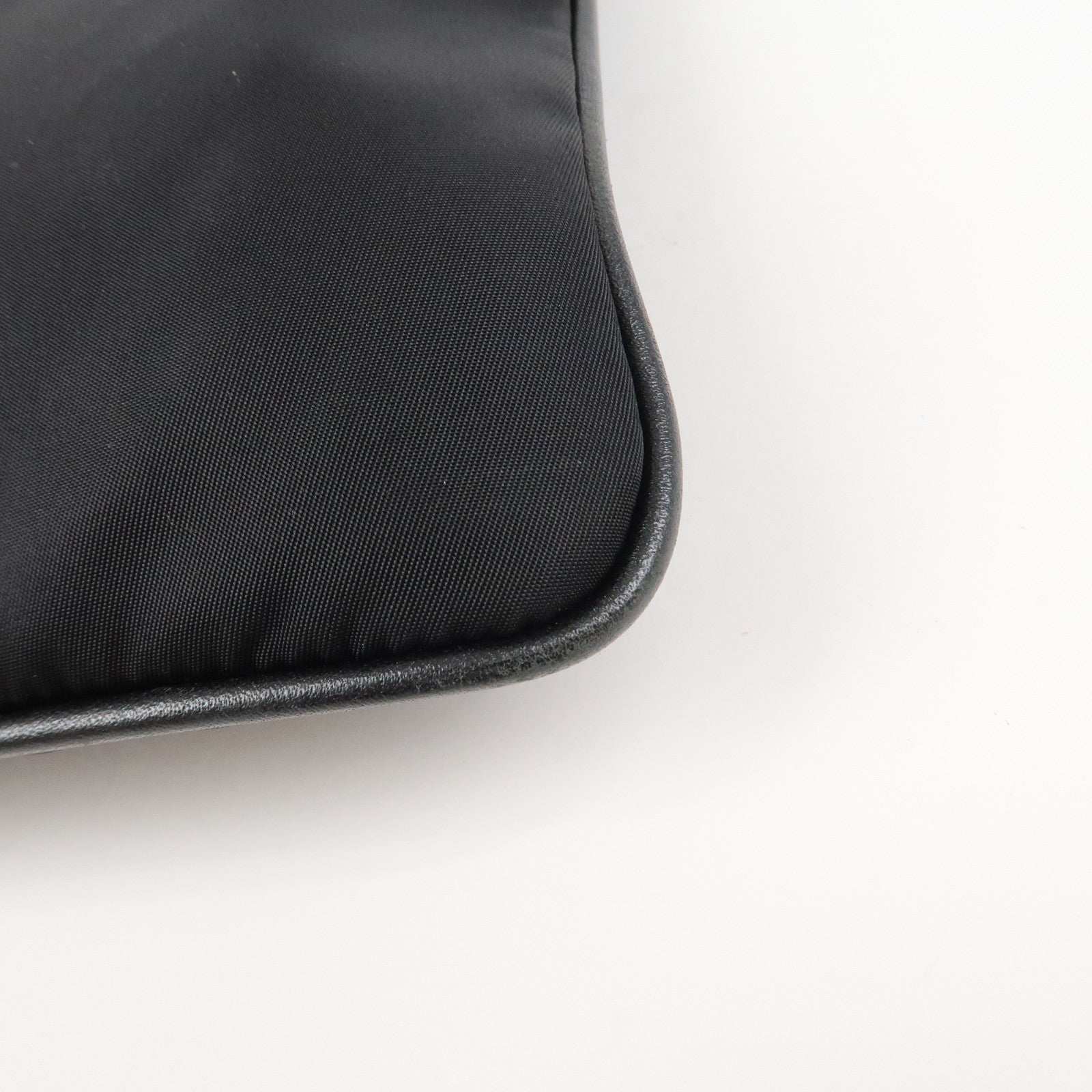 PRADA Triangle Logo Nylon Leather Shoulder Bag Black 1BH978