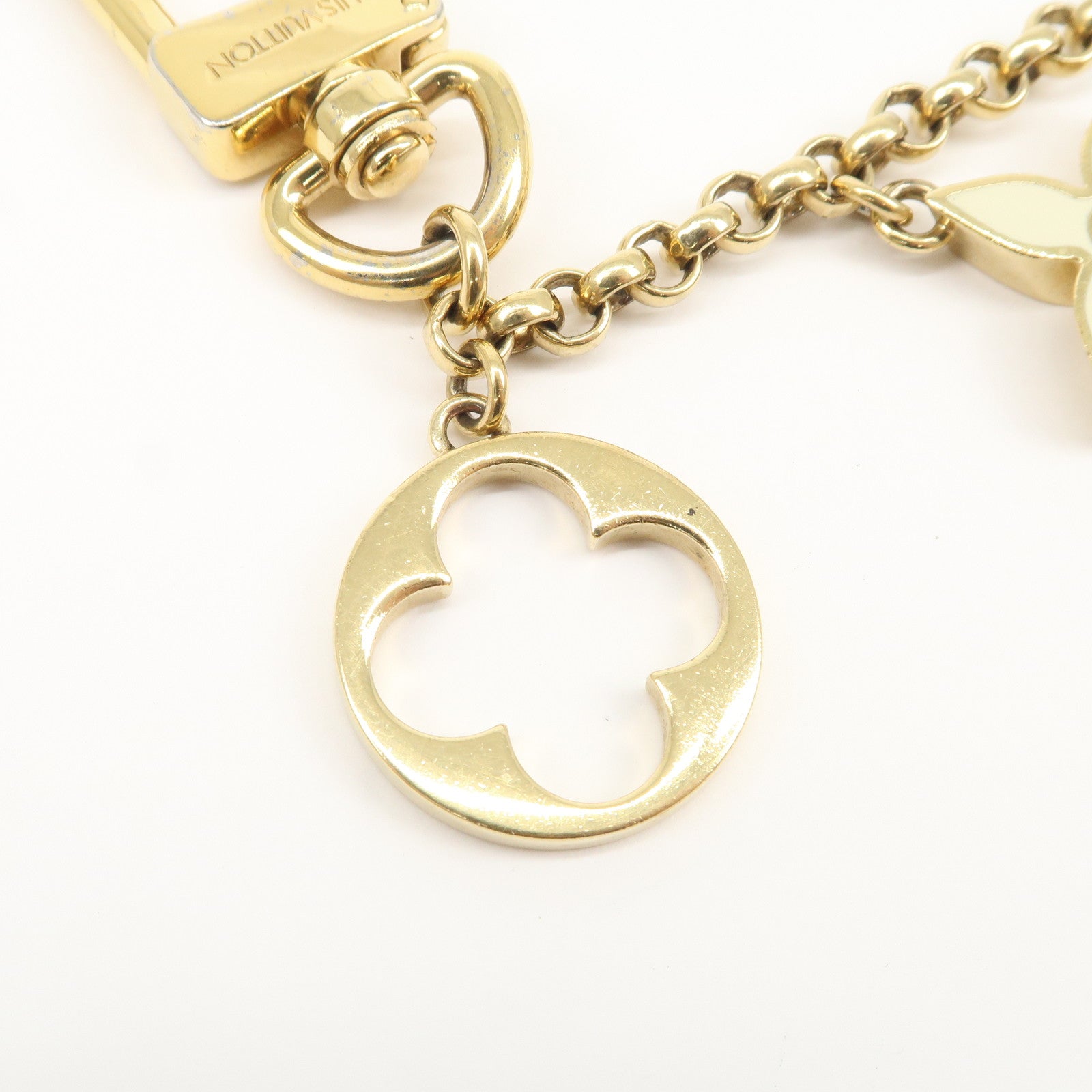 Louis Vuitton Fleur de Monogram Bag Charm Key Chain Gold M65111