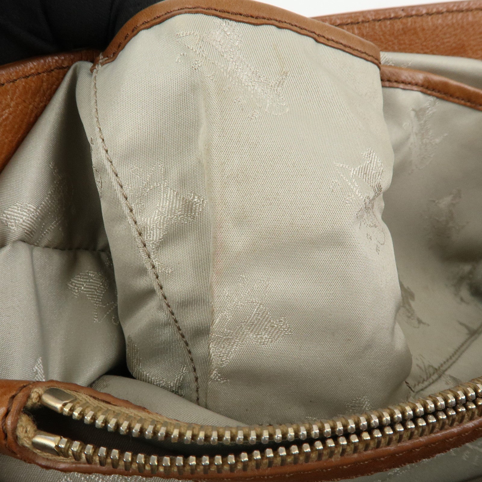 CELINE Logo Leather Boogie Bag Hand Bag Tote Bag Brown