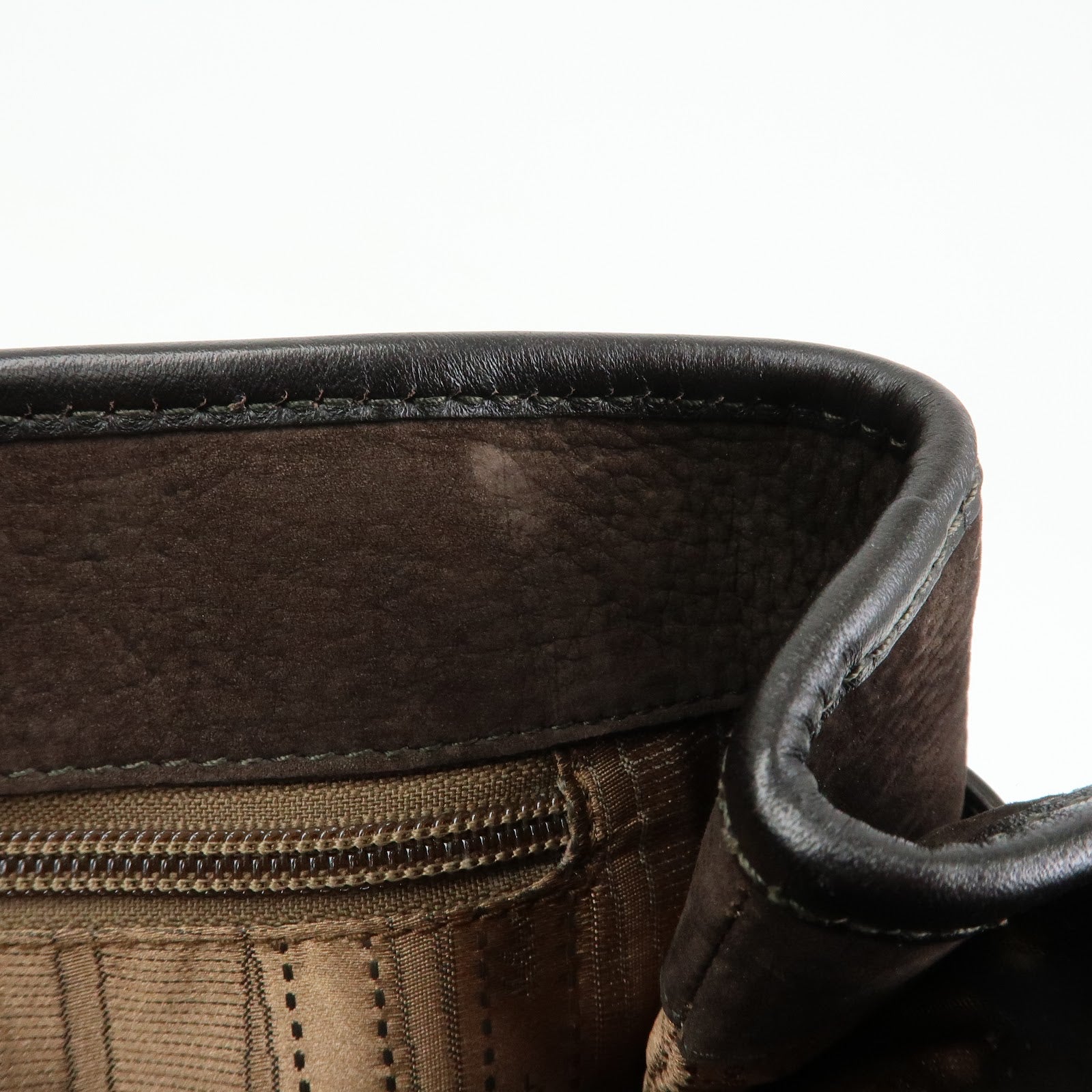 Ferragamo Gancini Suede Leather Tote Bag Hand Bag Brown