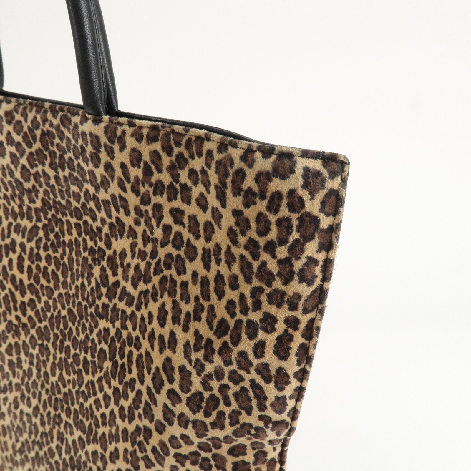 LOEWE Anagram Leather Tote Bag Leopard Black