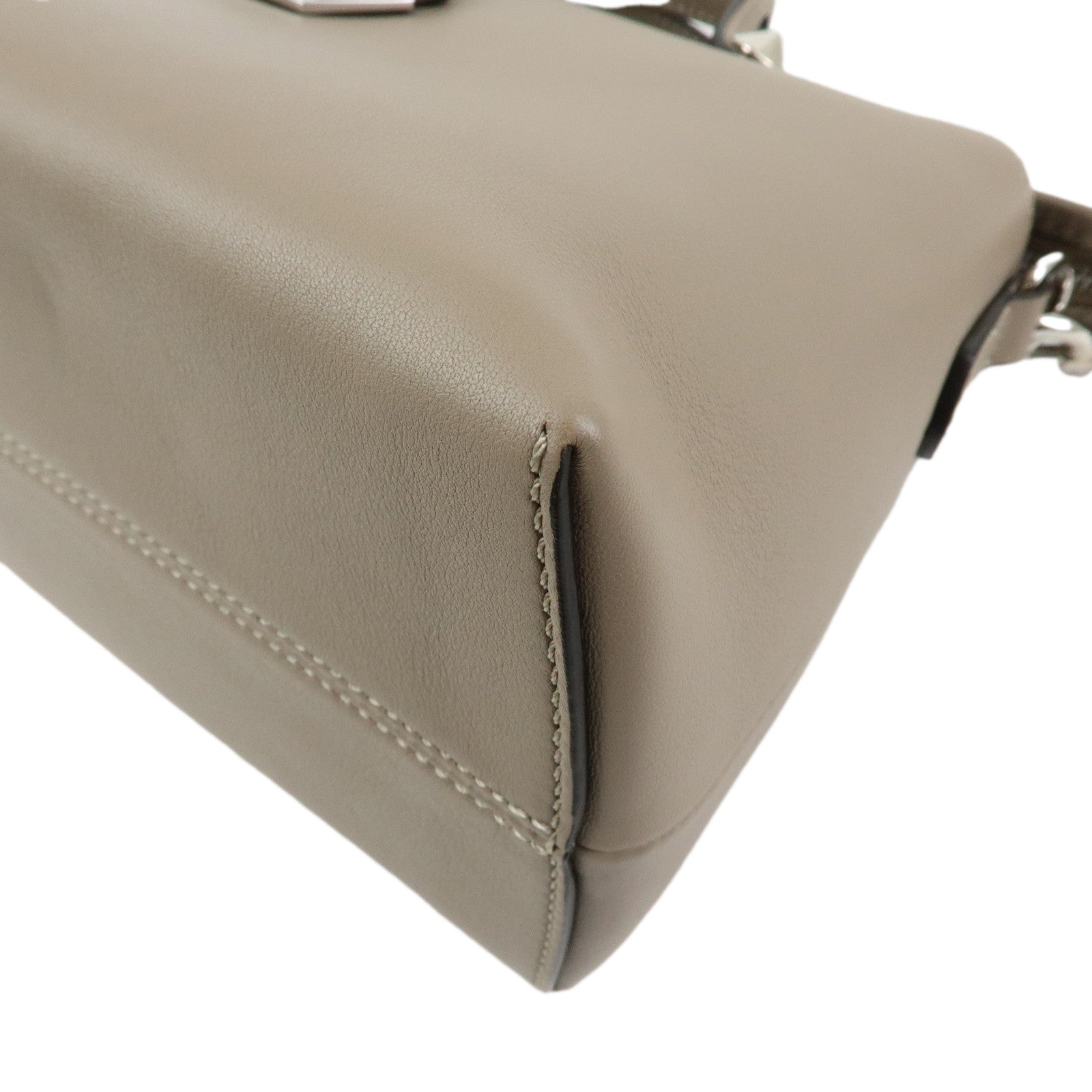 FENDI BY THE WAY Medium Leather 2Way Hand Bag Greige 8BL124