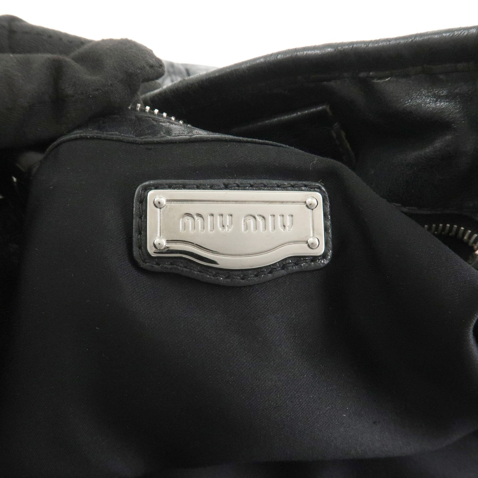 MIU MIU Matelasse Leather 2Way Bag Hand Bag Shoulder Bag Black