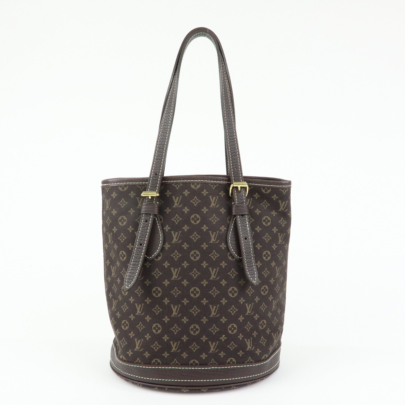 Louis Vuitton Monogram Mini Lin Bucket PM Tote Bag Ebene M95226