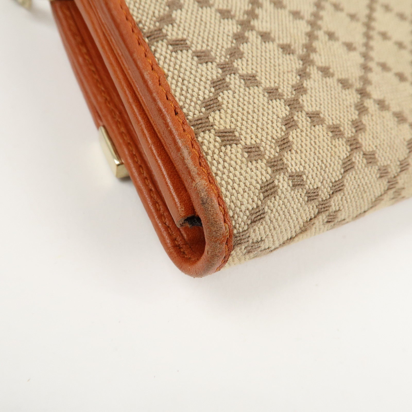 GUCCI Diamante Canvas Chain Strap Long Wallet Hand Bag Beige 269541 Used