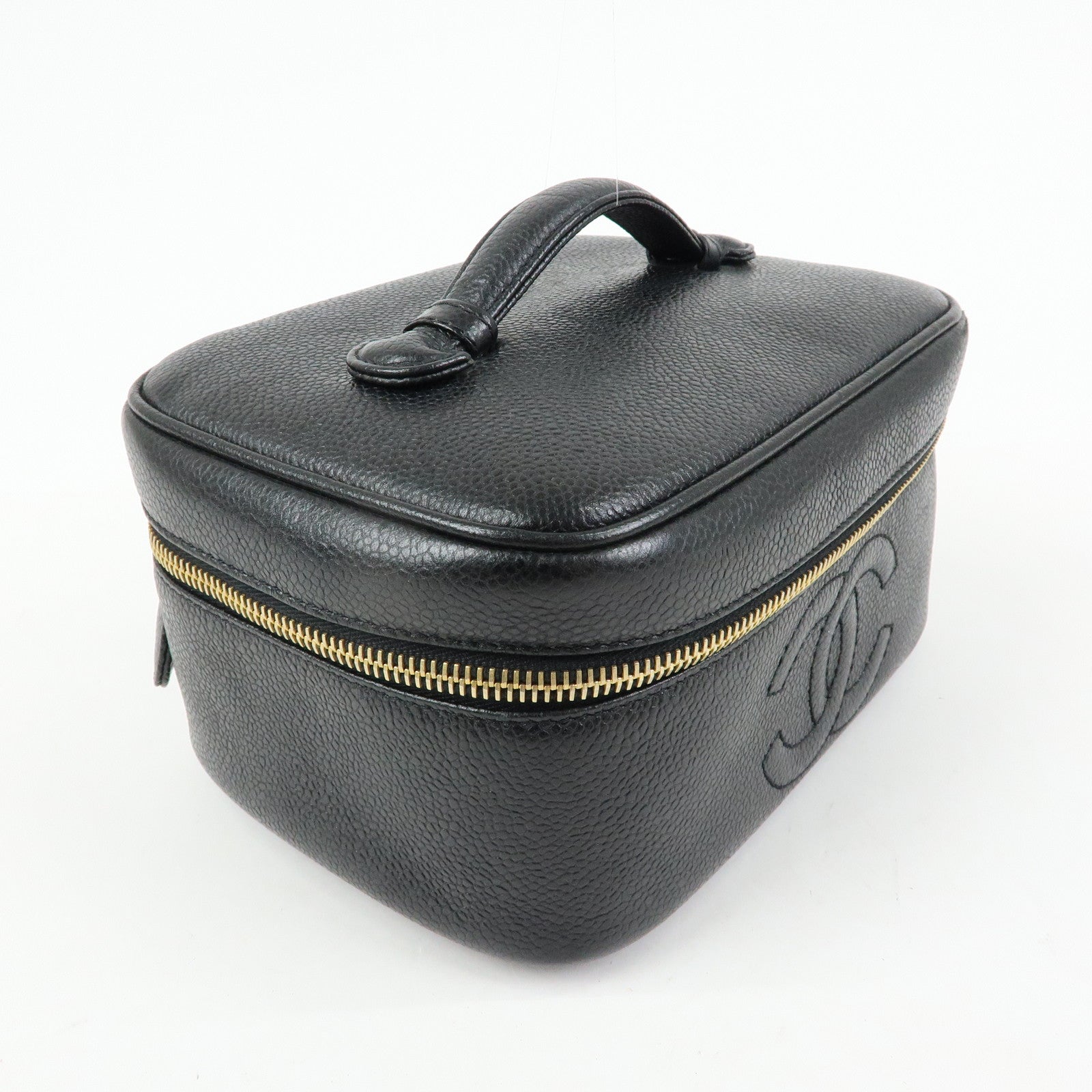 CHANEL COCO Mark Caviarskin Hand Bag Vanity Case Black A01997
