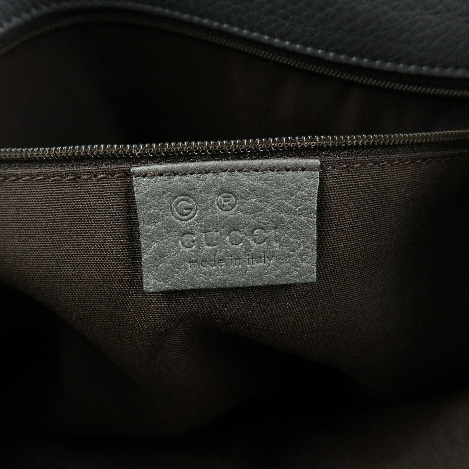 GUCCI Logo Leather Tote Bag Shoulder Bag Gray 380118