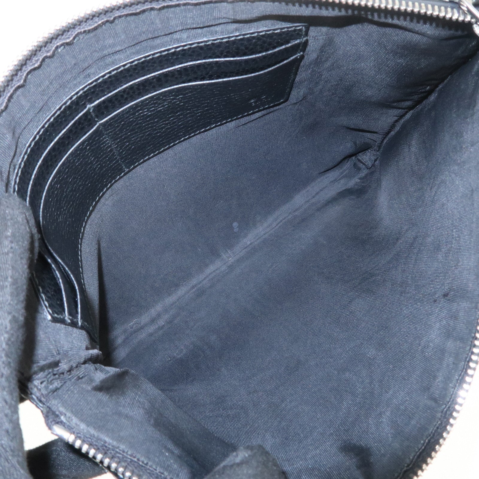 GUCCI Leather Clutch Bag Pouch Black Silver Hardware 546532 Used