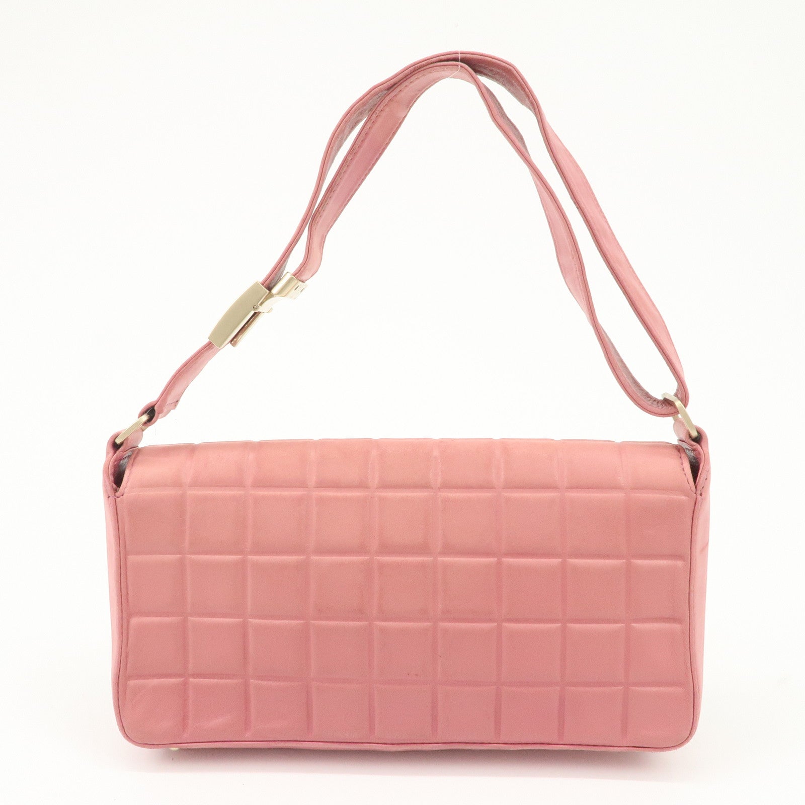 CHANEL COCO Mark Chocolate Bar Lamb Skin Shoulder Bag Pink