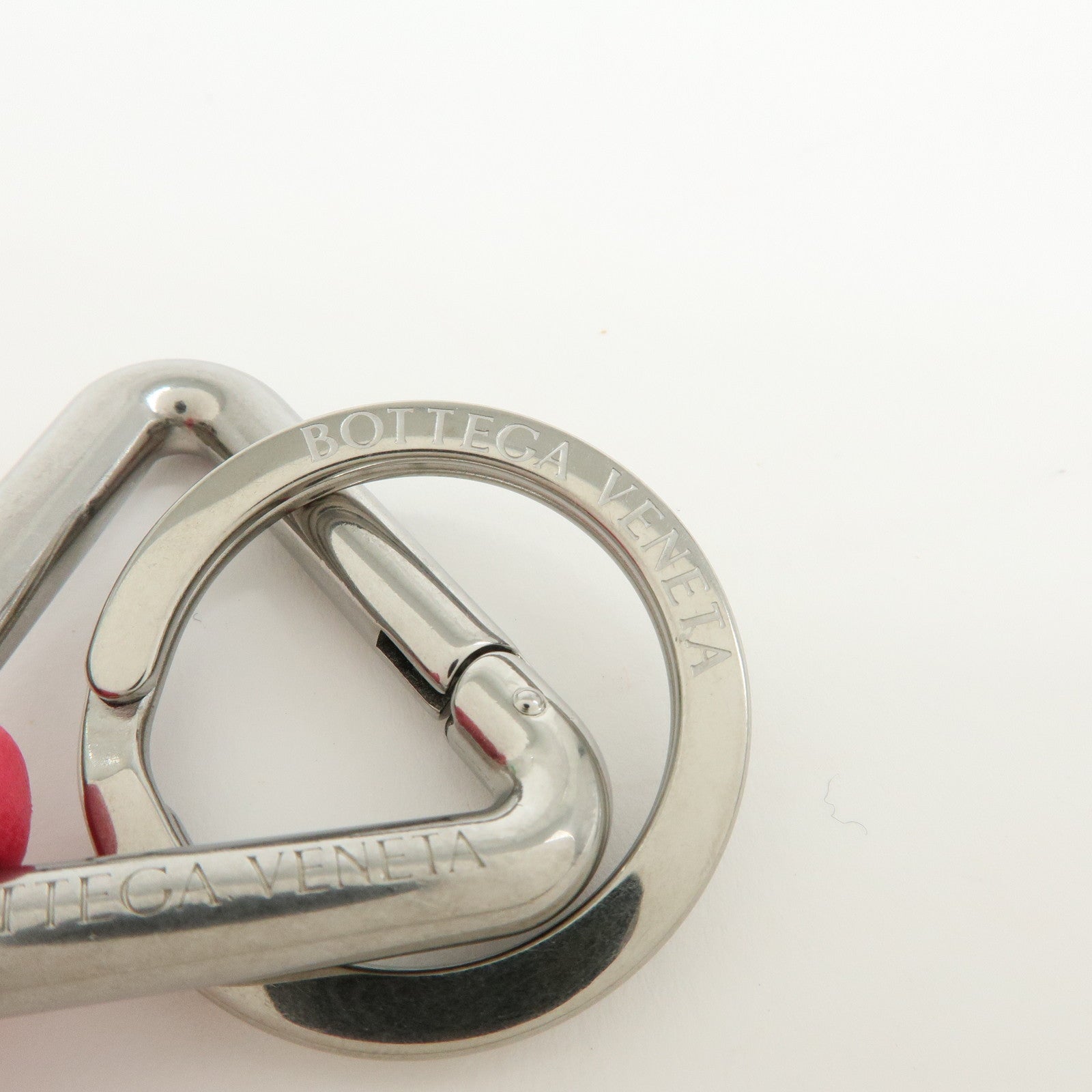 BOTTEGA VENETA Leather Bag Charm Triangle Key Ring Pink 651052