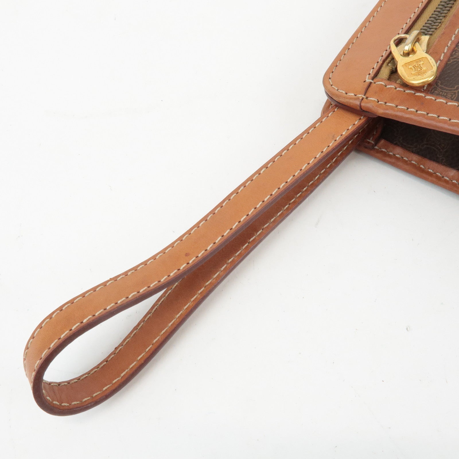 CELINE Macadam PVC Leather Clutch Bag Second Bag Brown