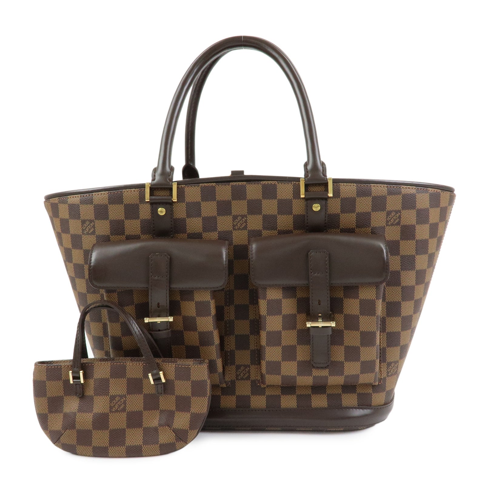 Louis Vuitton Damier Canvas Leather Manosque GM Hand Bag N51120