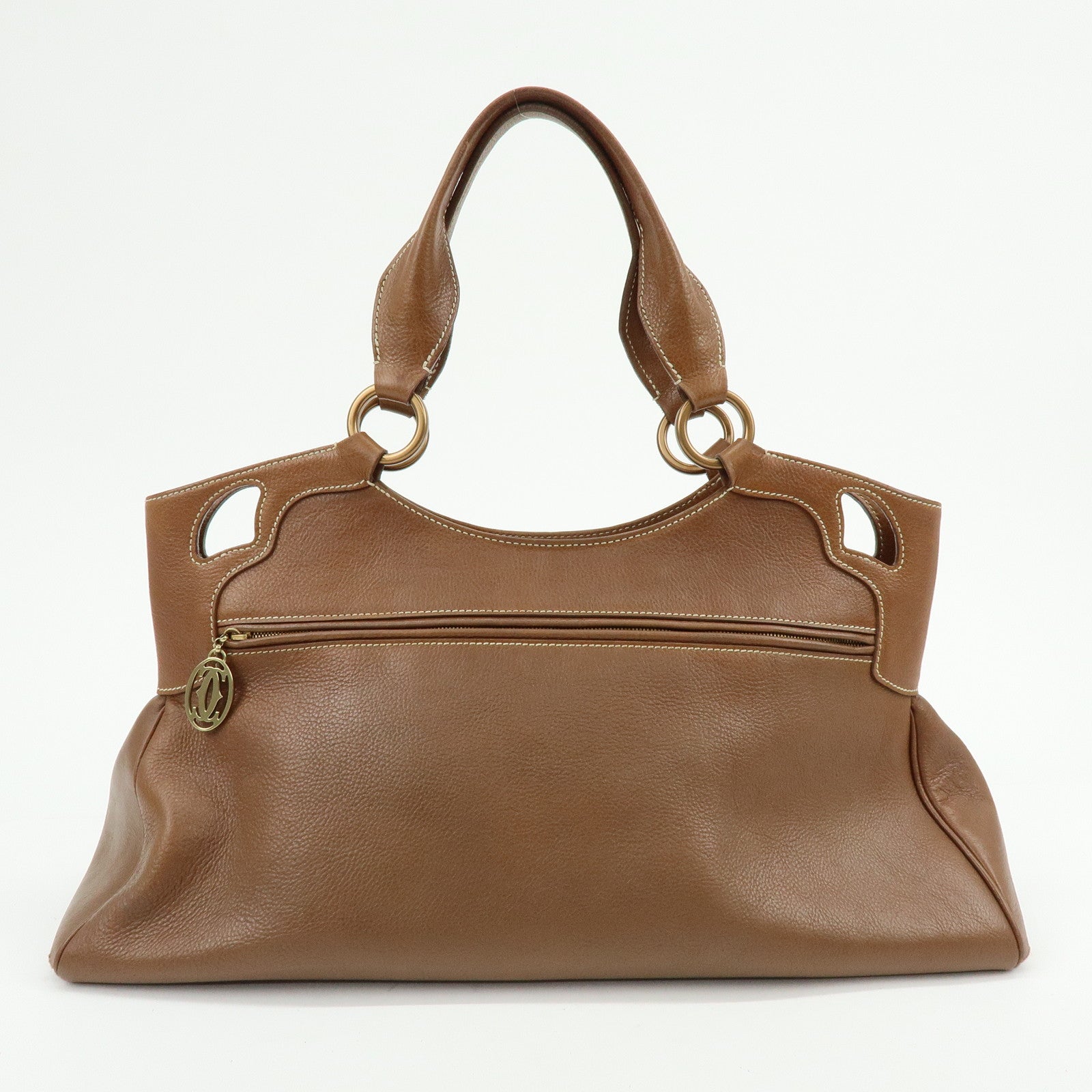 Cartier Marcello de Cartier Leather Hand Bag Tote Bag Brown
