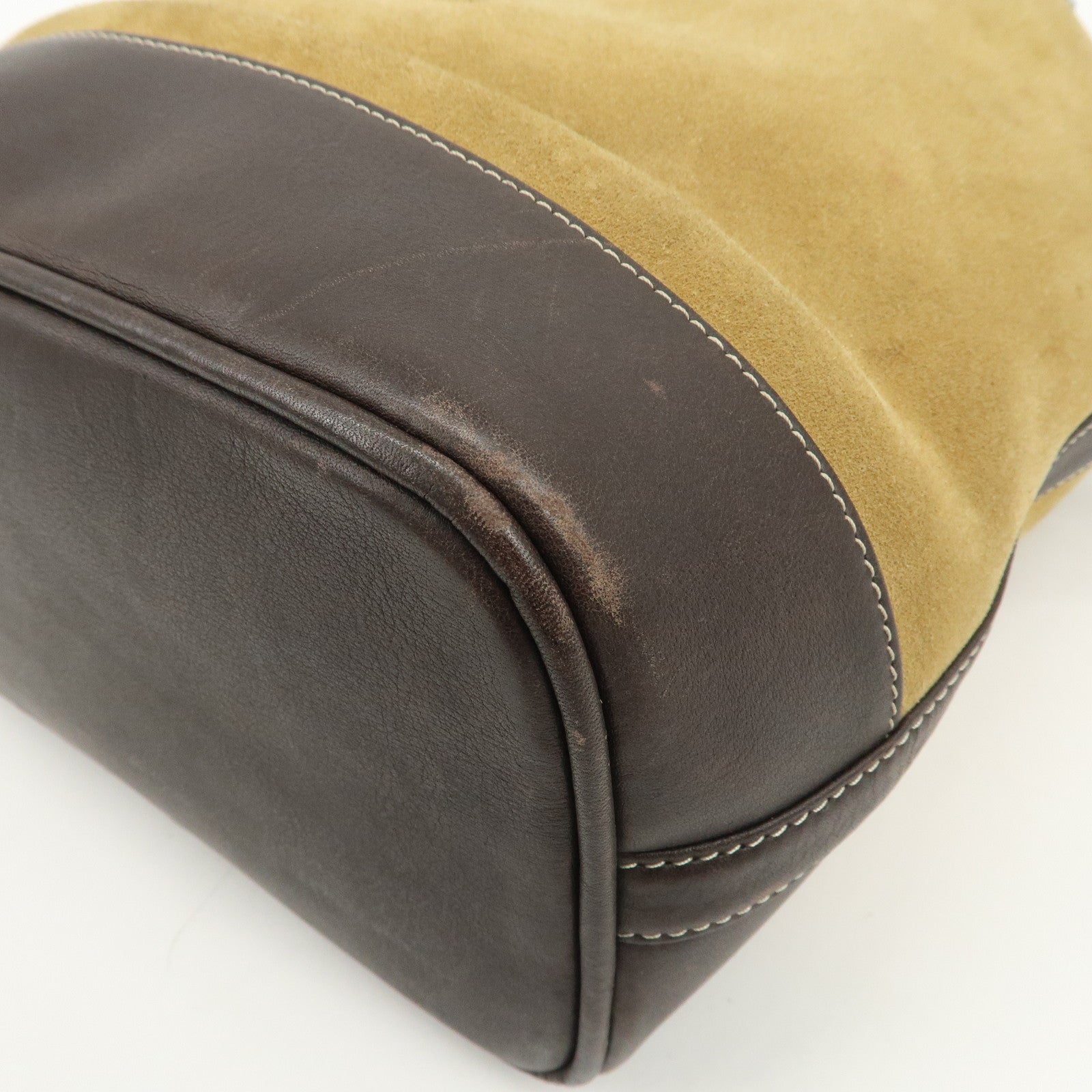 LOEWE Anagram Logo Suede Leather Shoulder Bag Brown