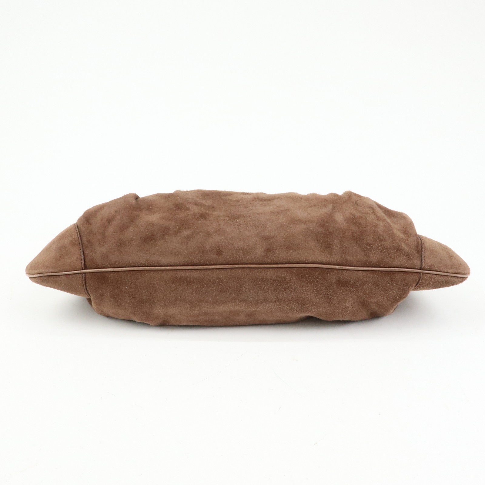 Ferragamo Gancini Suede Leather Shoulder Bag Hand Bag Brown