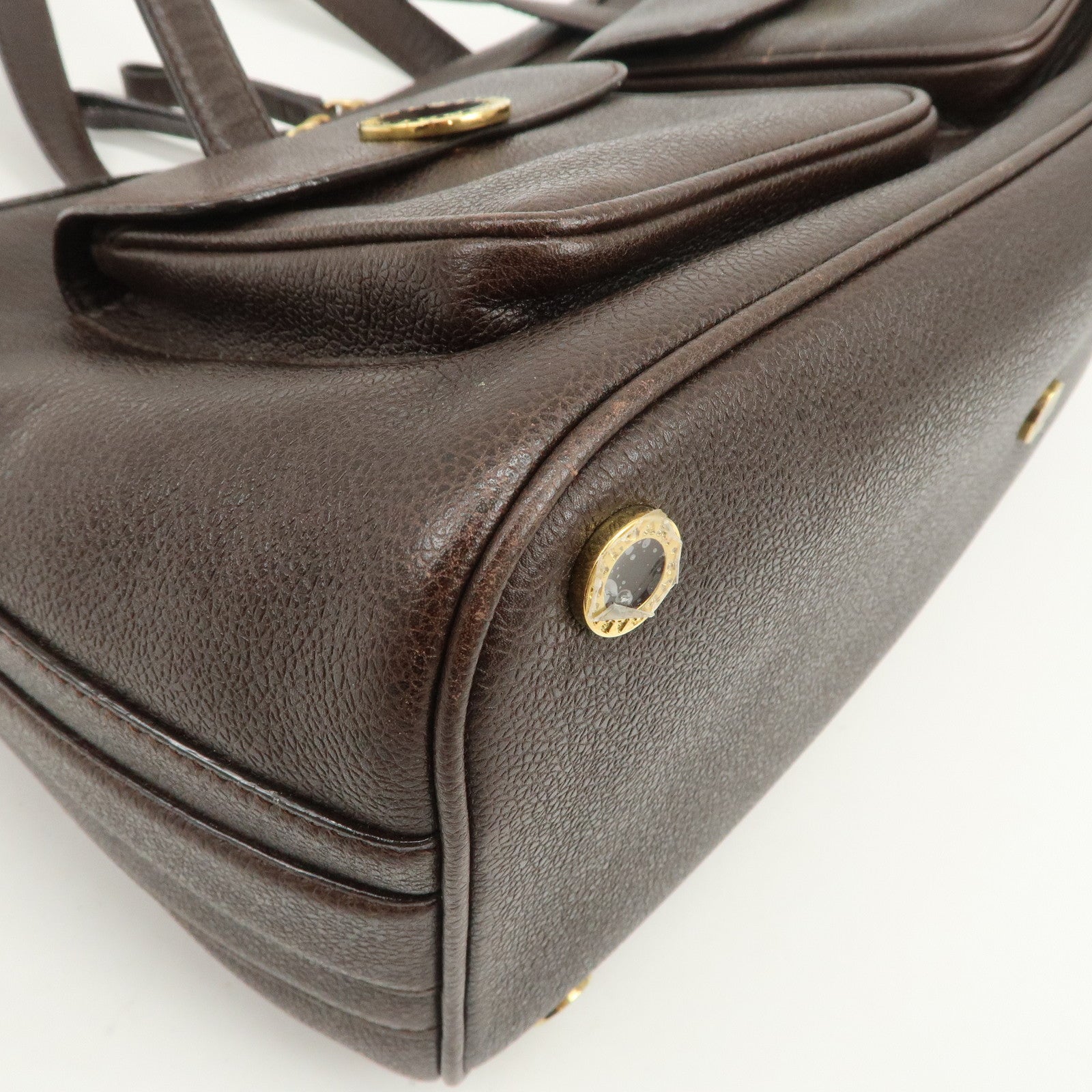 BVLGARI B-zero1 Leather Shoulder Bag Hand Bag Dark Brown