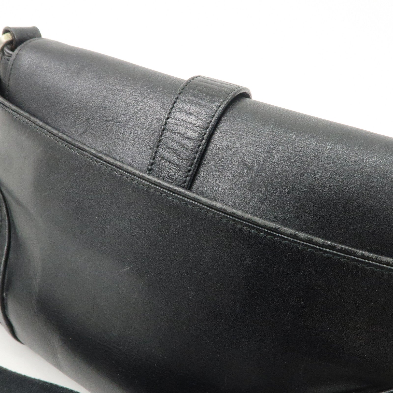PRADA Leather Shoulder Bag Hand Bag Black