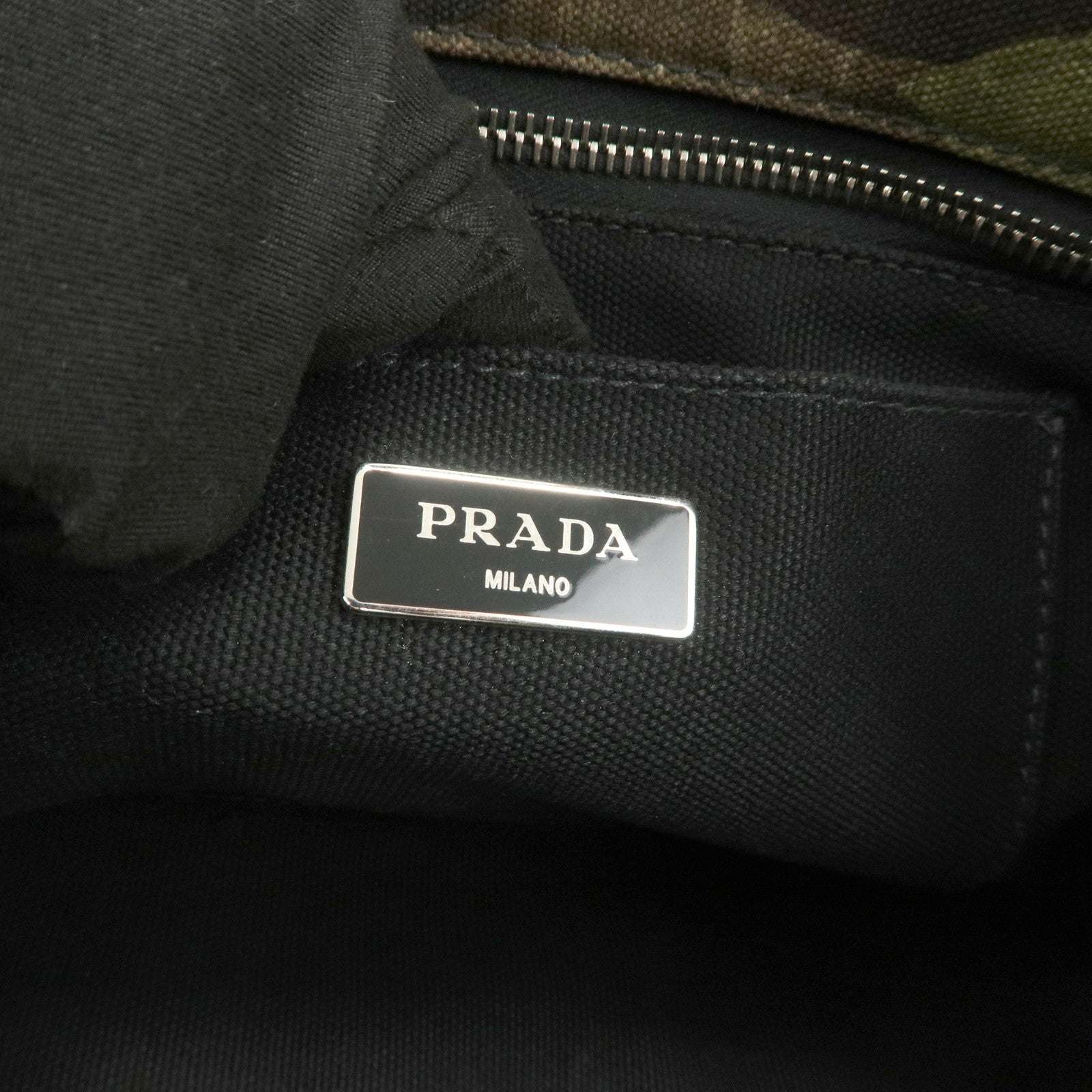 PRADA Logo Canapa Canvas 2Way Hand Bag Camouflage Khaki B2642B