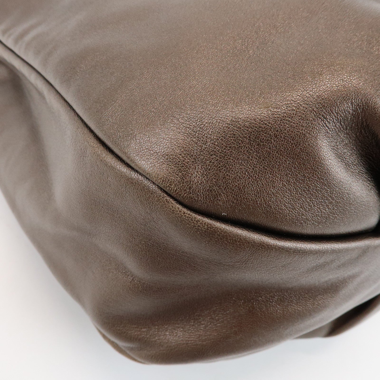 LOEWE Anagram Viento Leather Shoulder Bag Hand Bag Metallic Brown