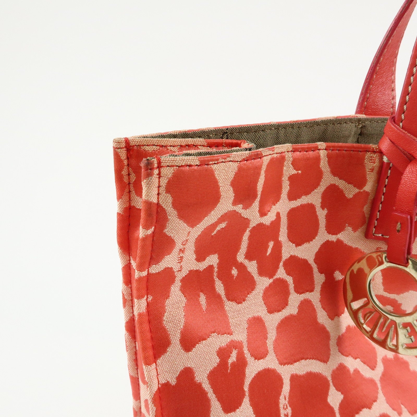 FENDI Canvas Leather Tote Bag Hand Bag Leopard Pink 8BH173