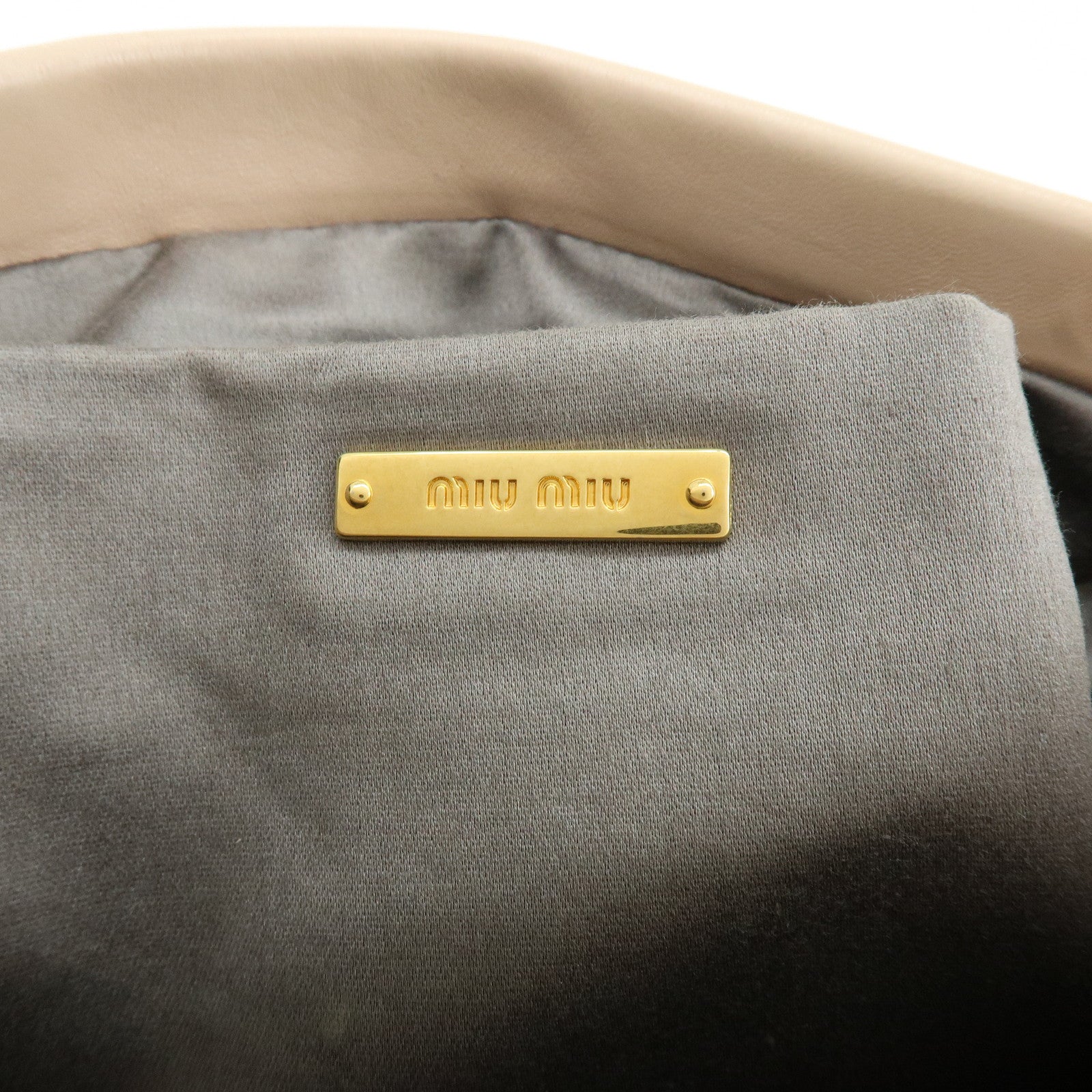 MIU MIU Matelasse Nappa Leather Clutch Bag Flat Pouch Beige RP0390