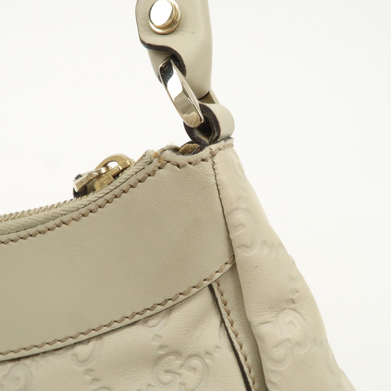 GUCCI Abbey Guccissima Leather Shoulder Bag Hand Bag Ivory 190525 Used