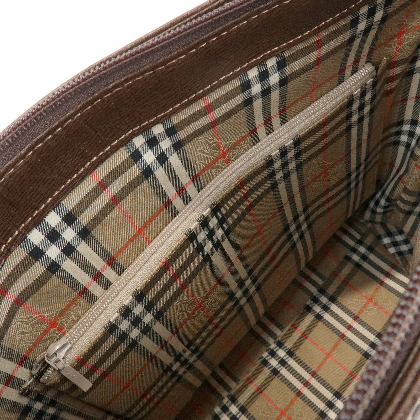 BURBERRY Logo Leather Tote Bag Shoulder Bag Brown