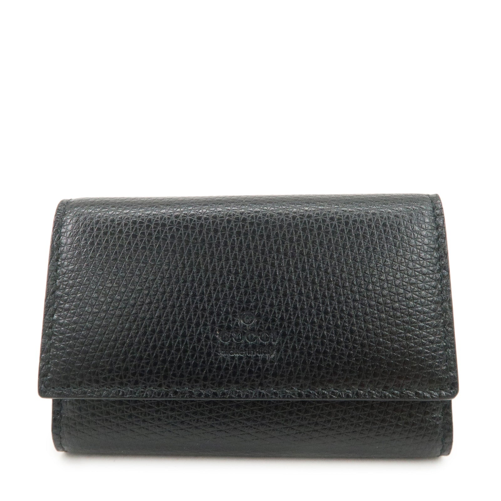 GUCCI Logo Leather 6 Rings Key Case Black 04579