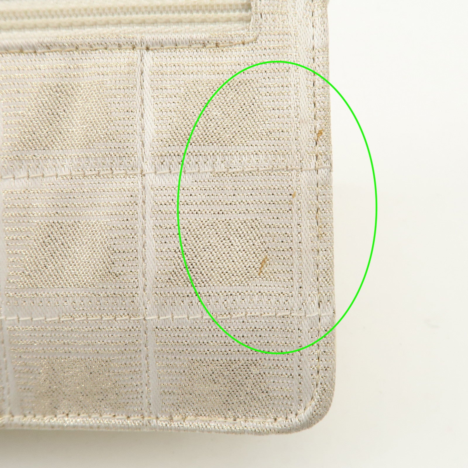 Chanel New Travel Line Nylon Jacquard Leather Chain Wallet Gold A15772 Used