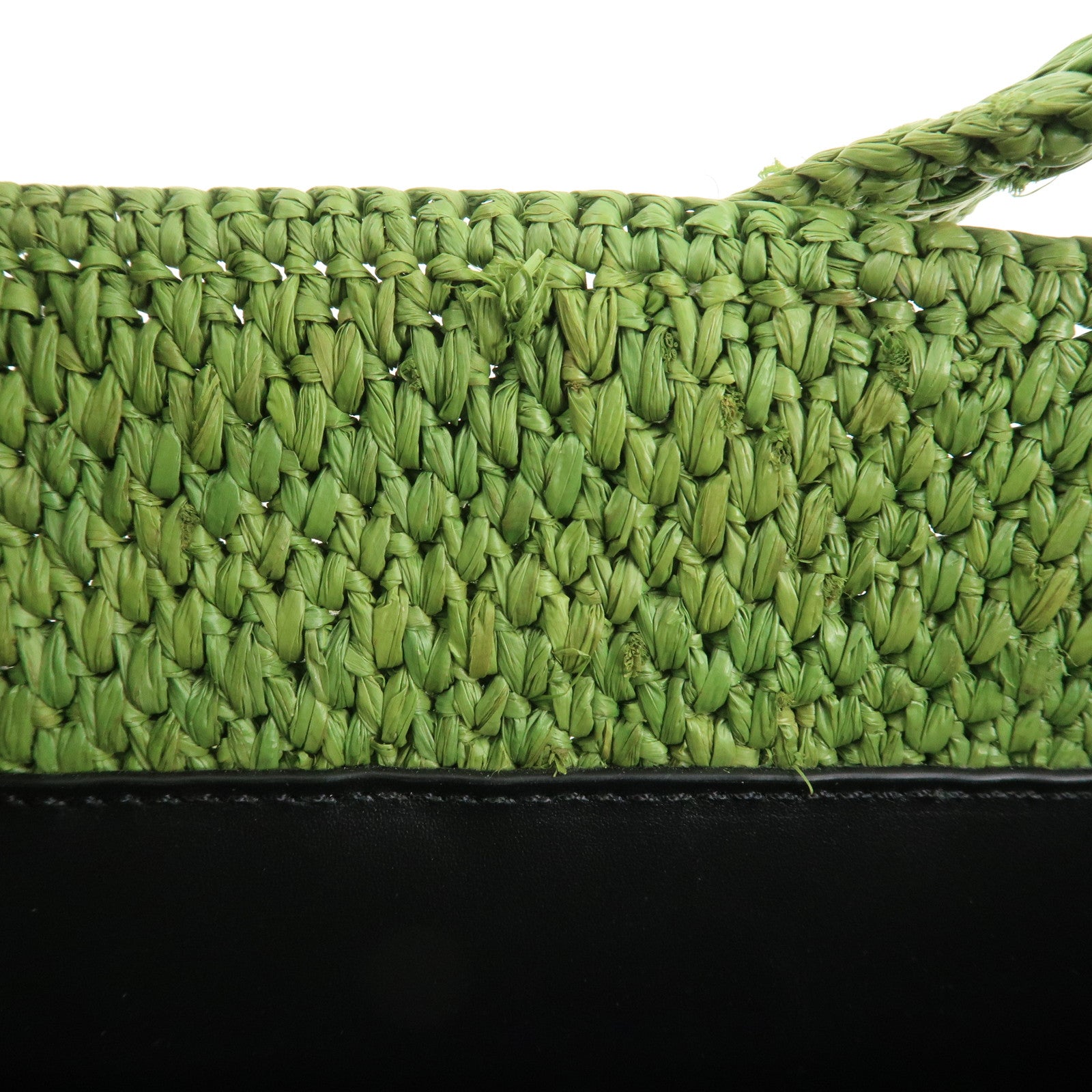 LOEWE Leather Raffia Logo 2Way Tote Bag Shoulder Bag Green Used