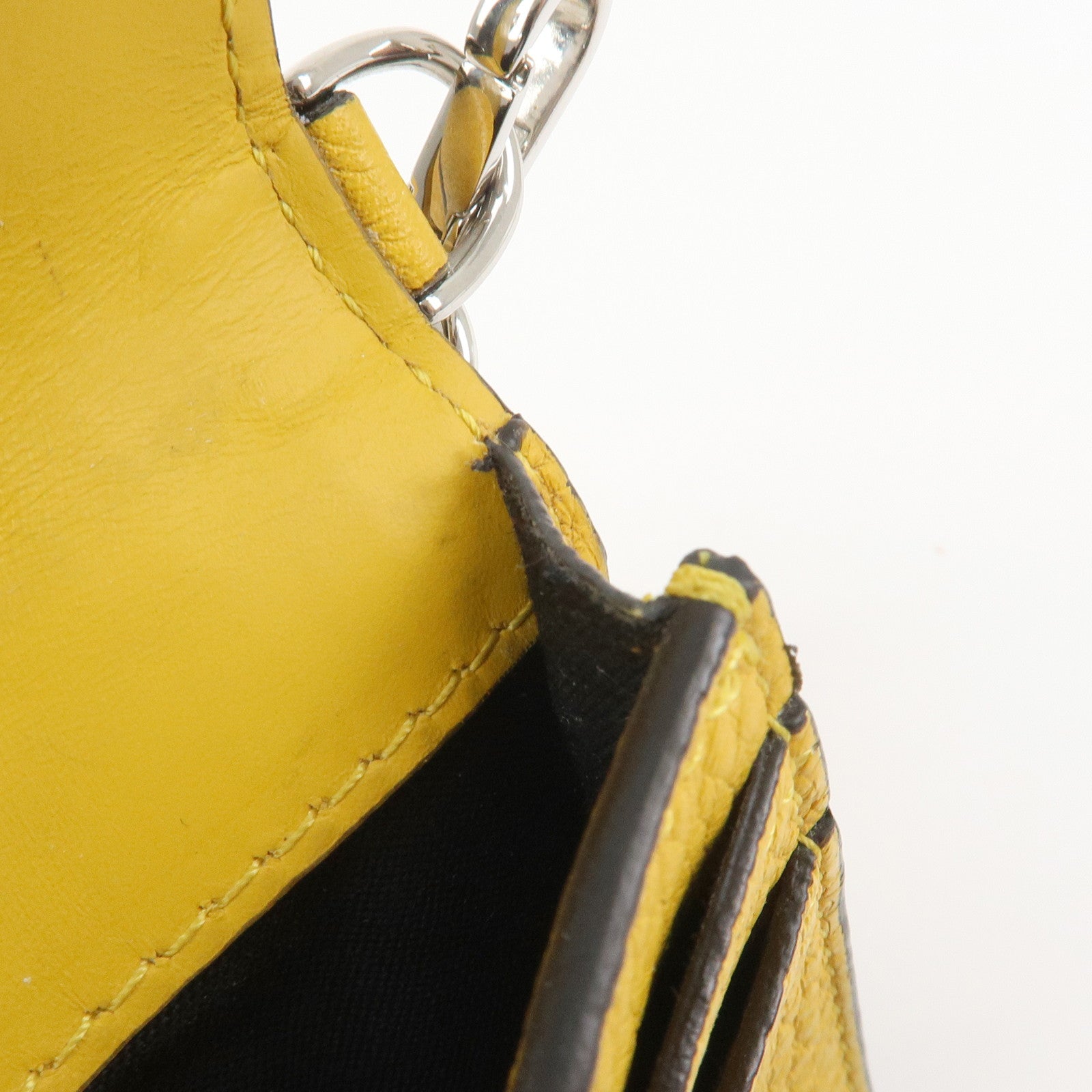 FENDI Micro Flat Baguette Leather Mini Shoulder Bag Yellow