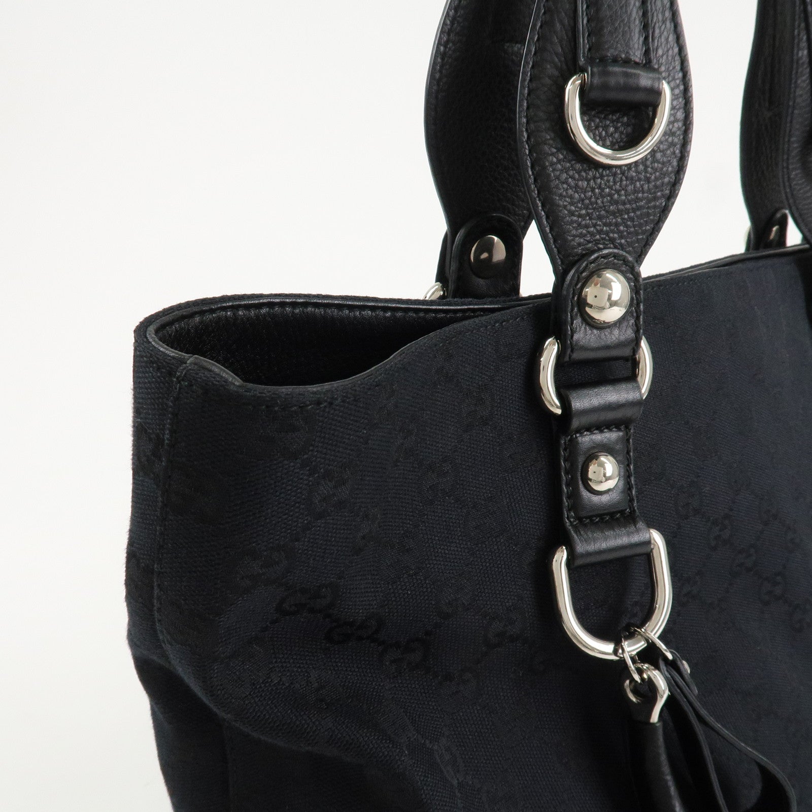 GUCCI Guccissima Leather Horsebit Tote Bag Black 229852 Used