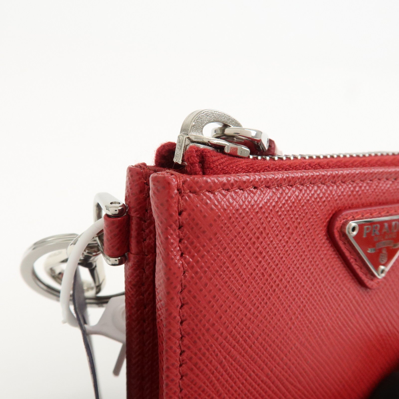 PRADA Saffiano Leather Triangle Logo Coin Case Coin Purse 2TT085