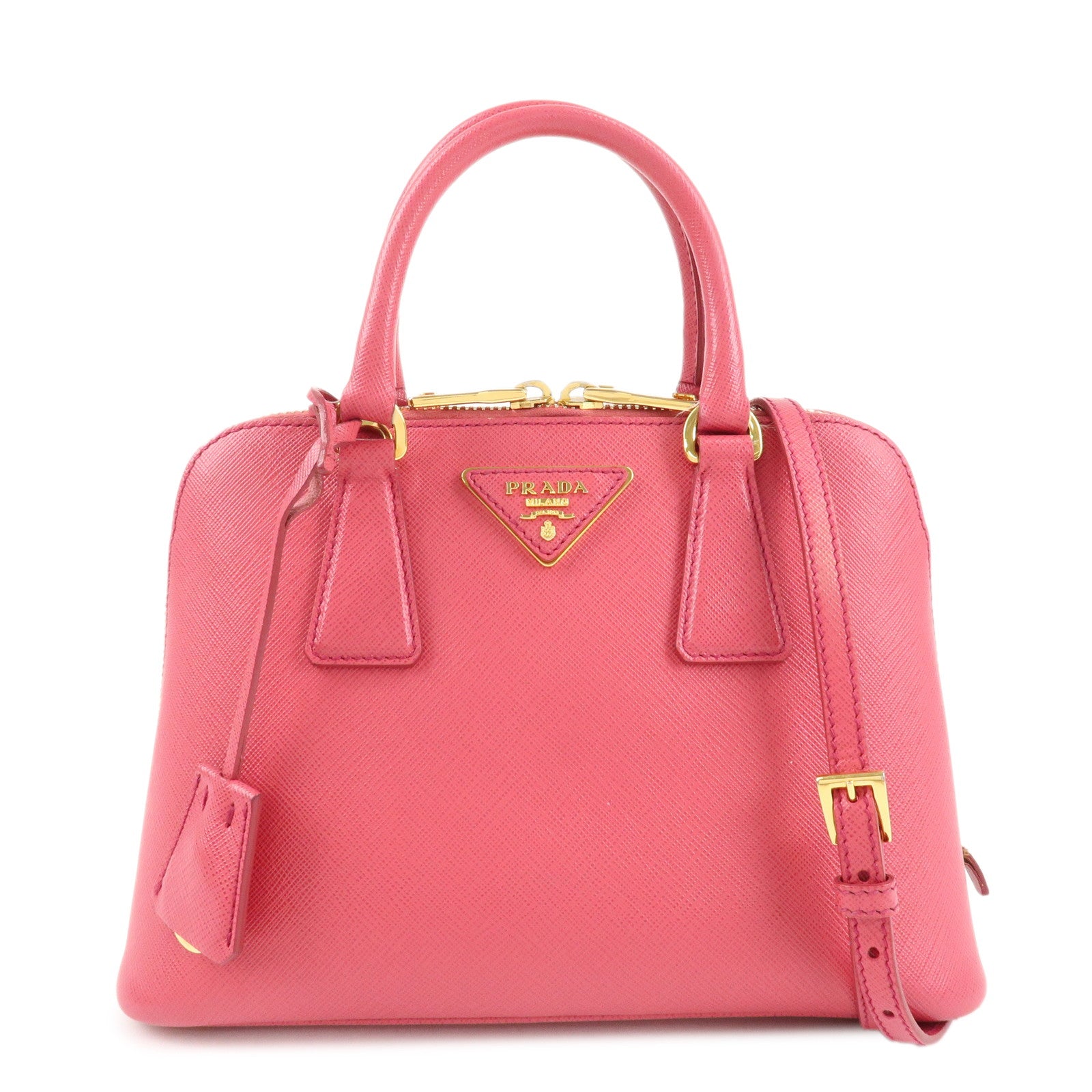 PRADA Promenade Small Saffiano Leather 2Way Bag Hand Bag Pink BL0838 Used