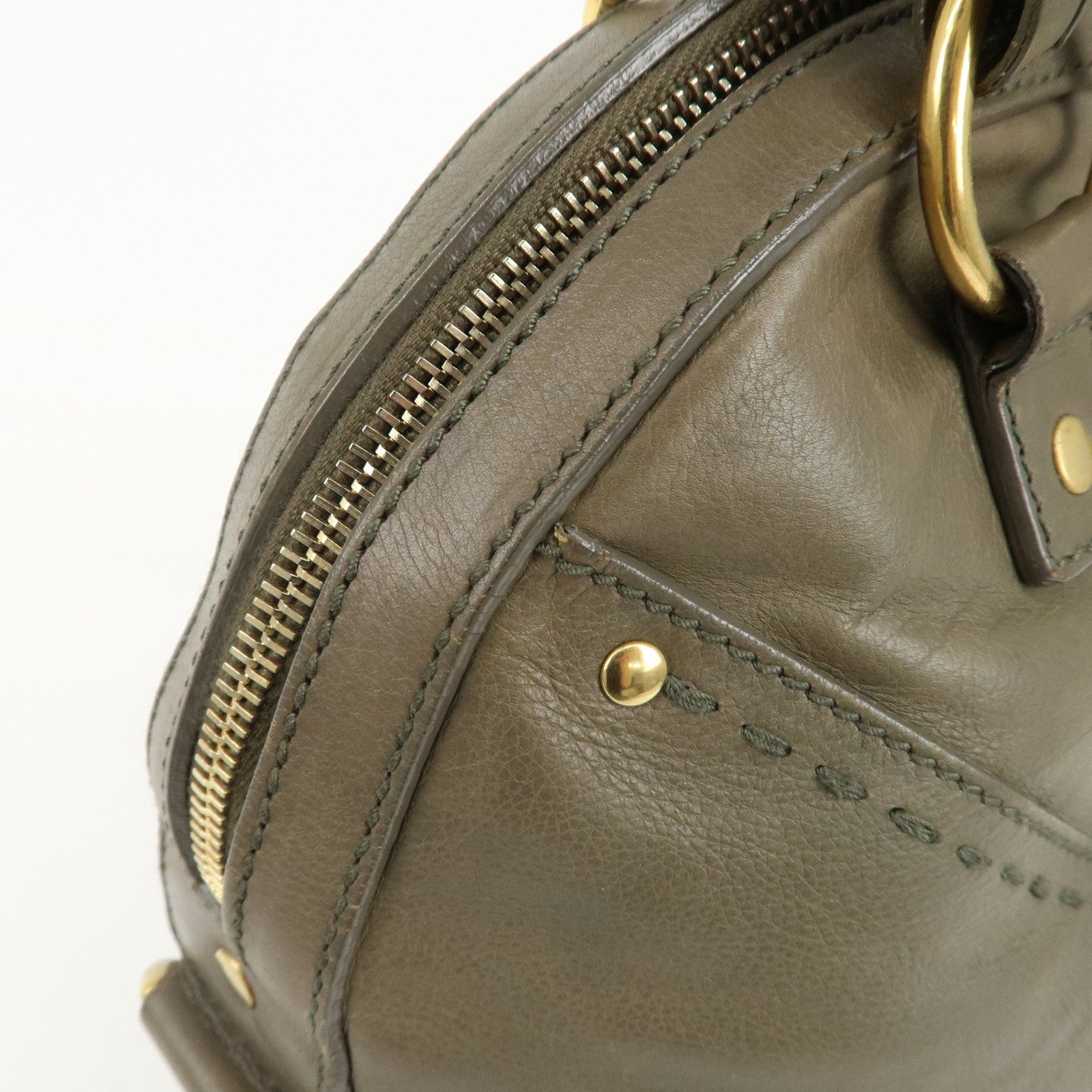 SAINT LAURENT PARIS Muse Leather Shoulder Bag Khaki 156464