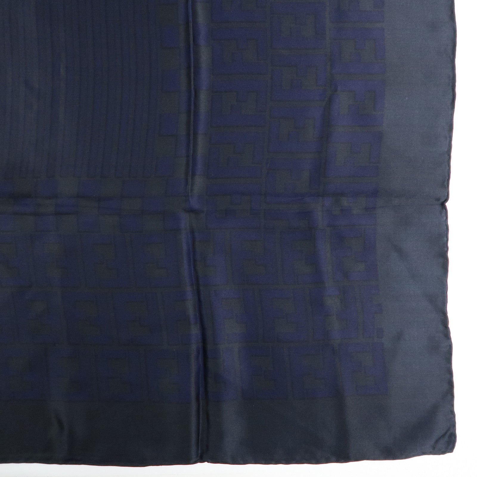 FENDI Zucca Silk 100% Scarf Navy Black