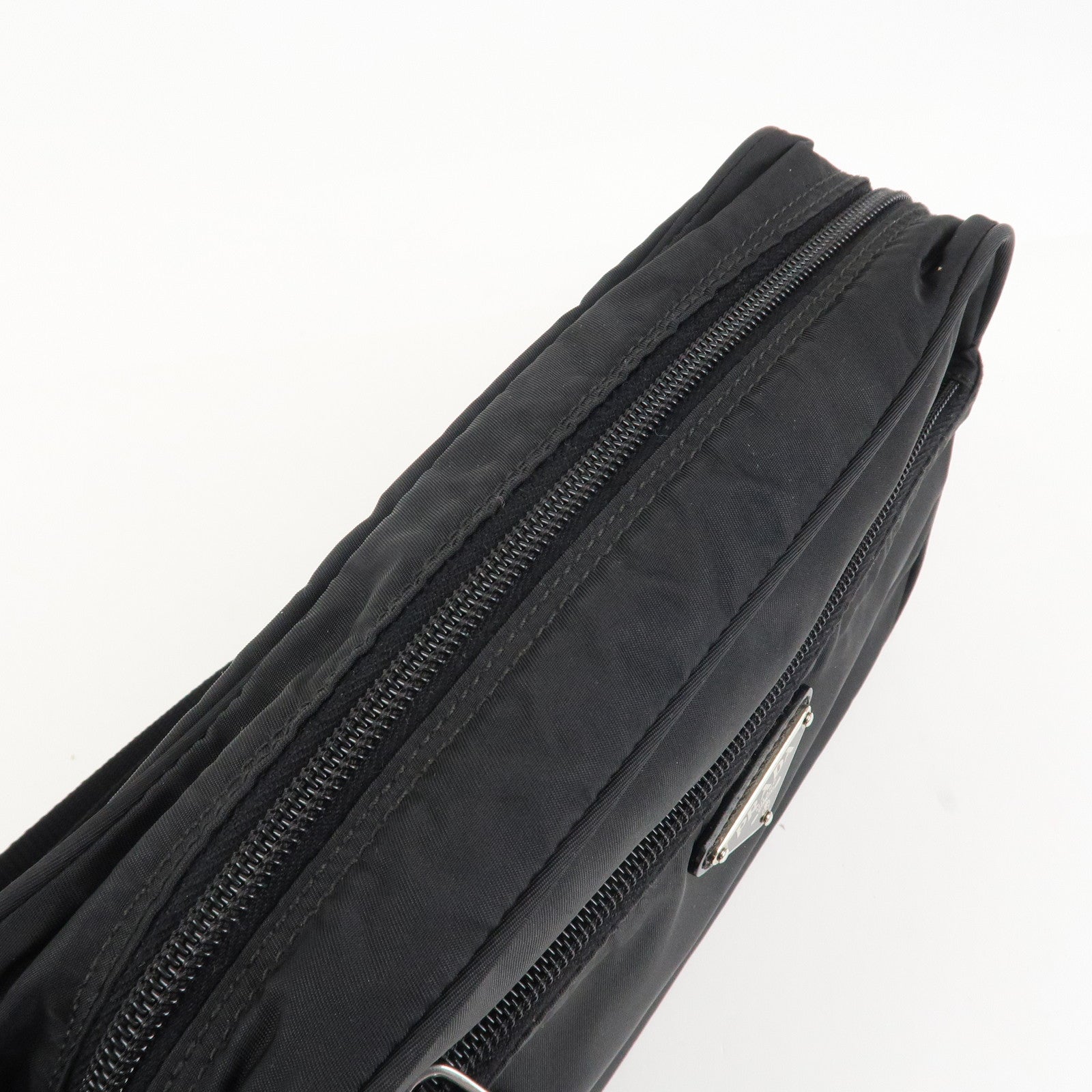 PPRADA Triangle Logo Nylon Leather Shoulder Bag NERO Black BT0166 Used