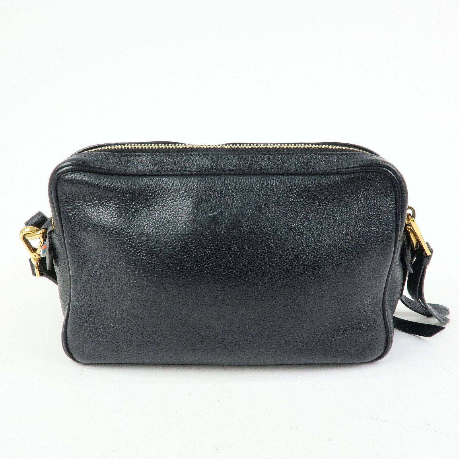 PRADA Logo Leather Shoulder Crossbody Bag Black 1BH079