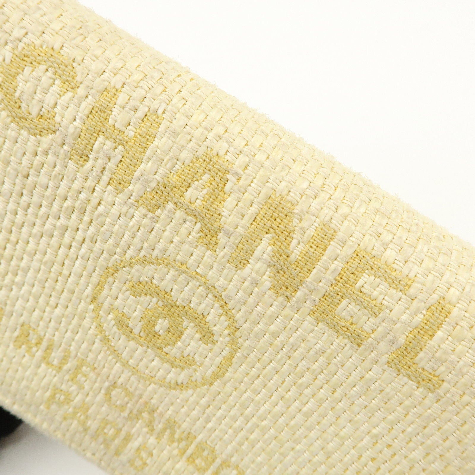 CHANEL Deauville COCO Mark Raffia Leather Long Wallet Yellow