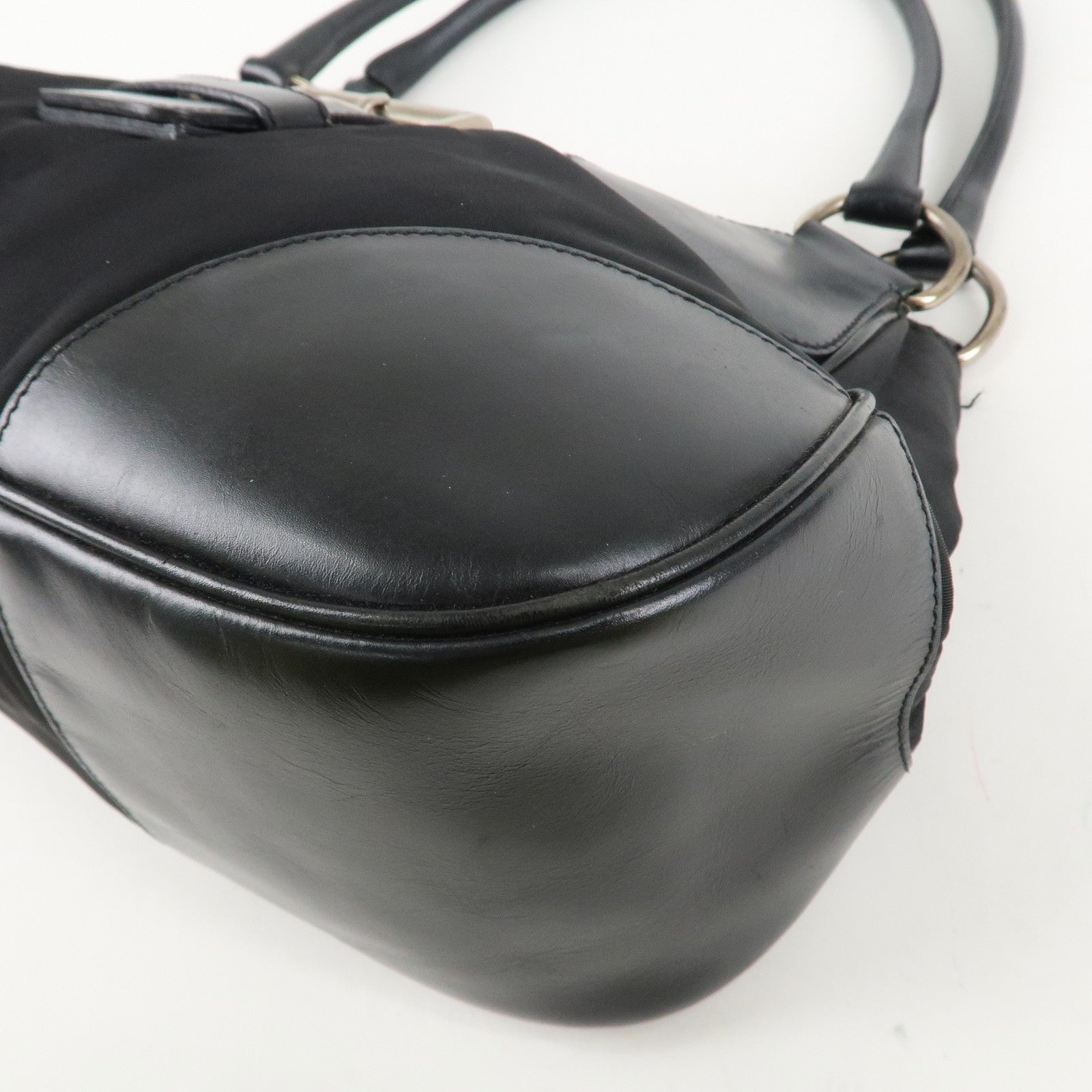 PRADA Moon Silhouette Shoulder Bag Hand bag Black Silver HDW BR0828 Used
