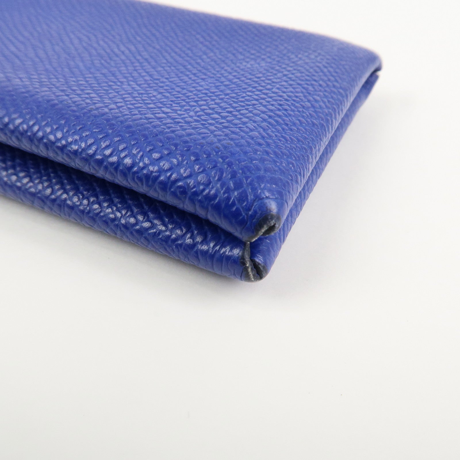 HERMES CALVI Veau Epsom Card Case Card Holder Z Stamped Blue
