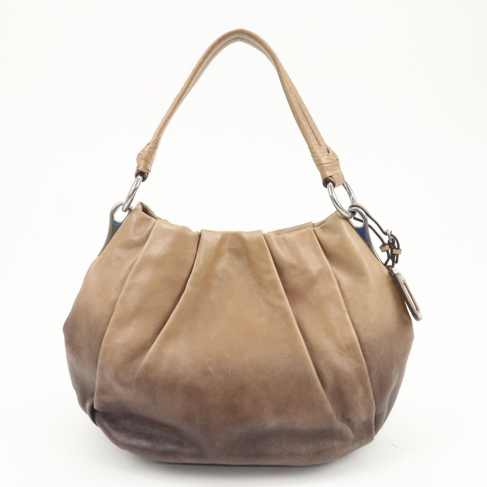 PRADA Leather Gradation Shoulder Bag Brown BR4070