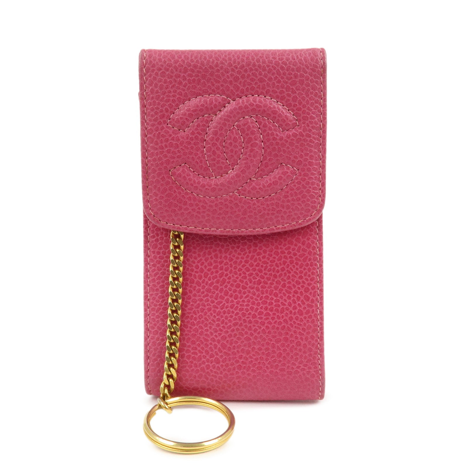 CHANEL COCO Mark Caviarskin Leather Cigarette Case Pink