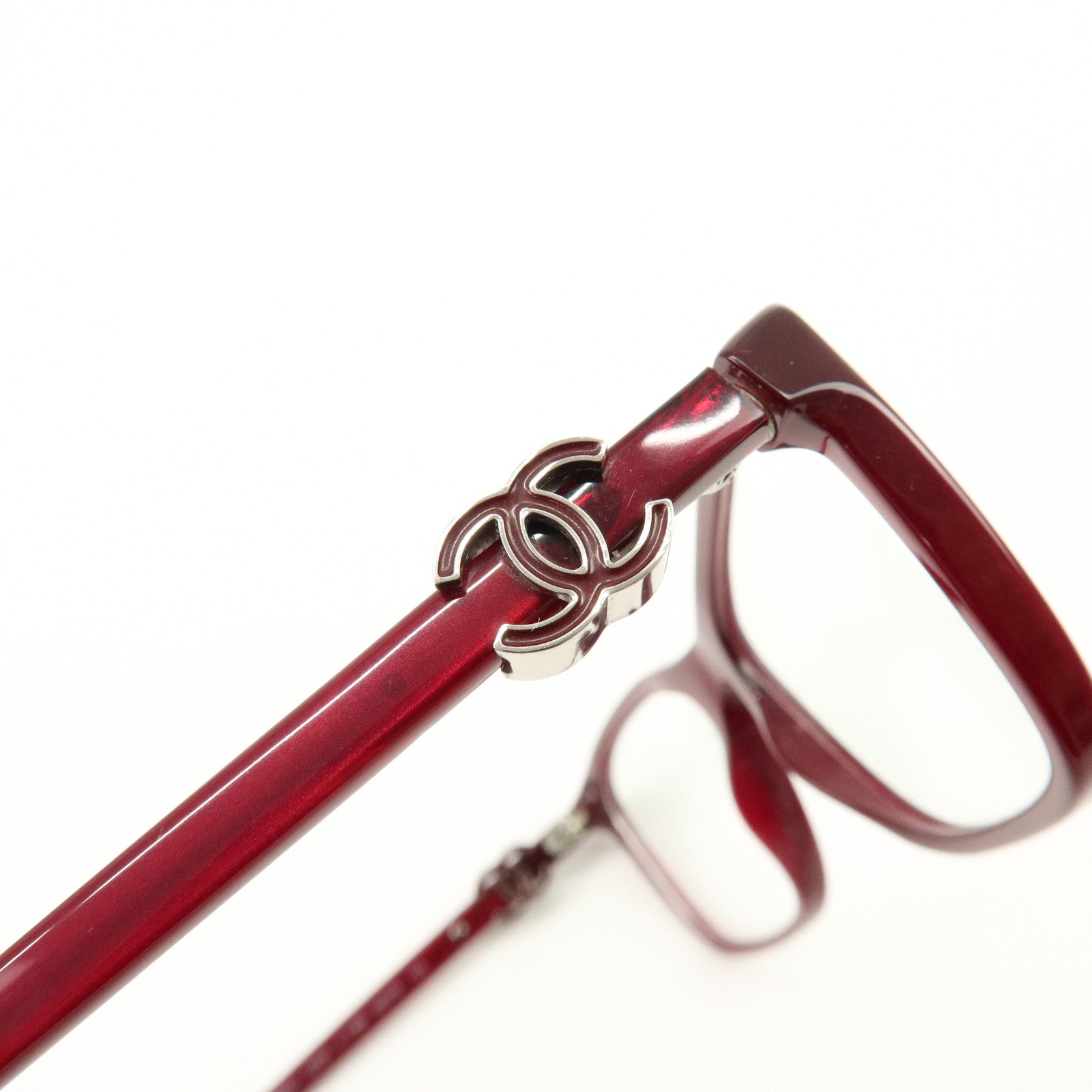 CHANEL COCO Mark Plastic Glasses Wine Red 3234 52□16 135