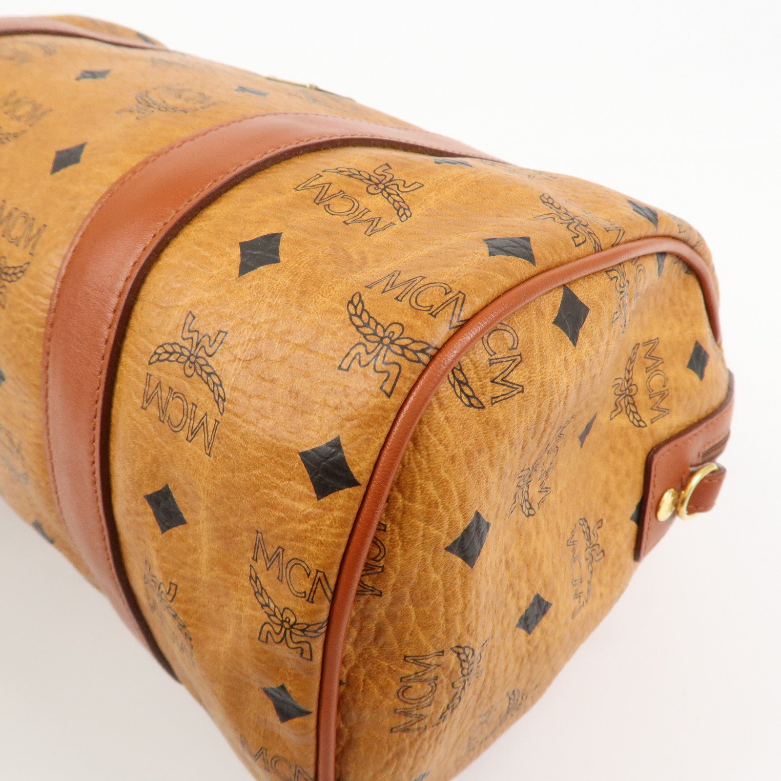 MCM Visetos Logo Leather 2WAY Bag Hand Bag Shoulder Bag Brown