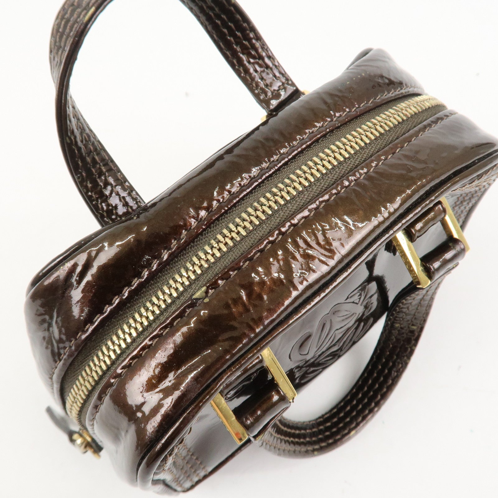 LOEWE Anagram Leather Micro Mini Amazona 2Way Shoulder Bag Brown