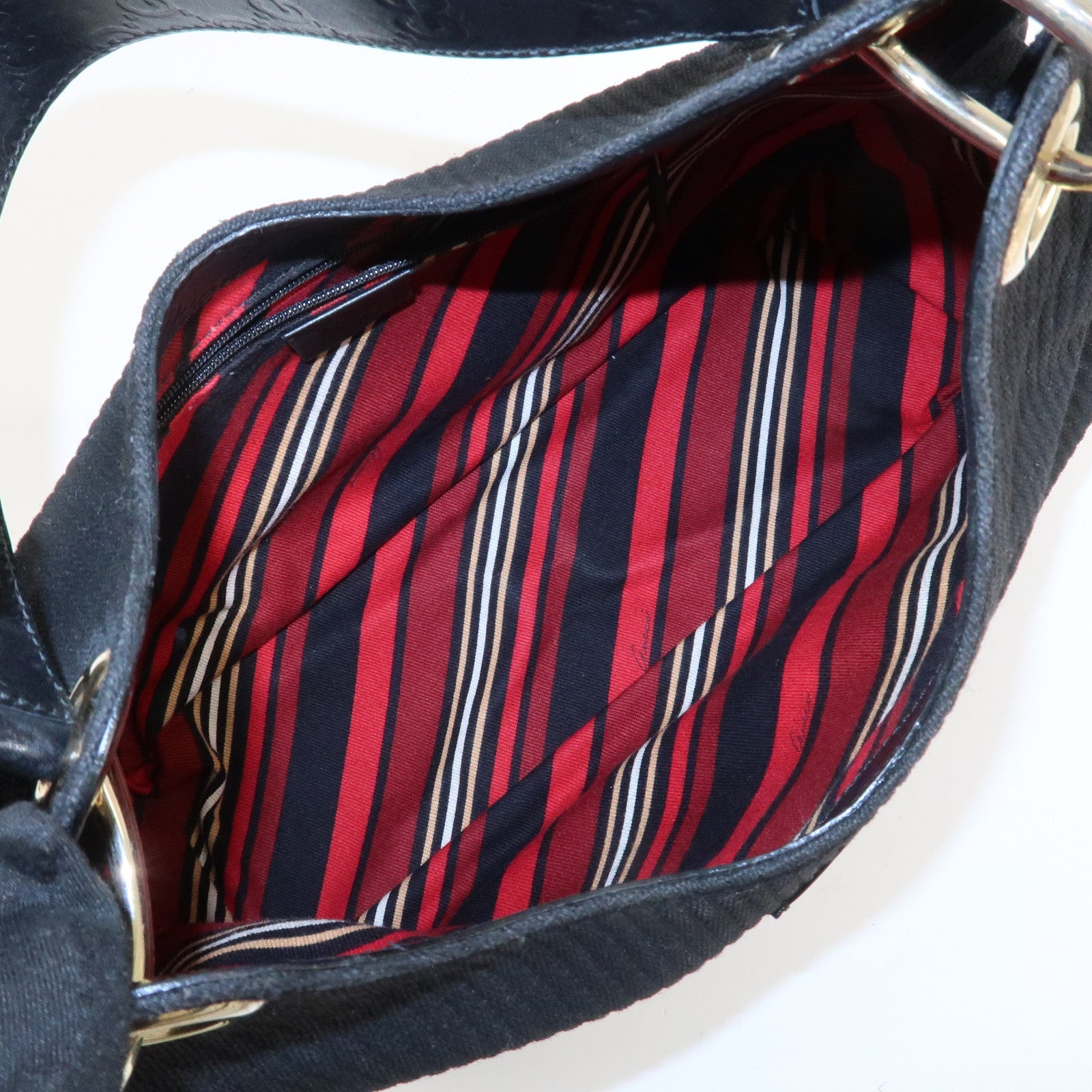 GUCCI Guccissima Leather Canvas Shoulder Bag Hand Bag Black 257265 Used