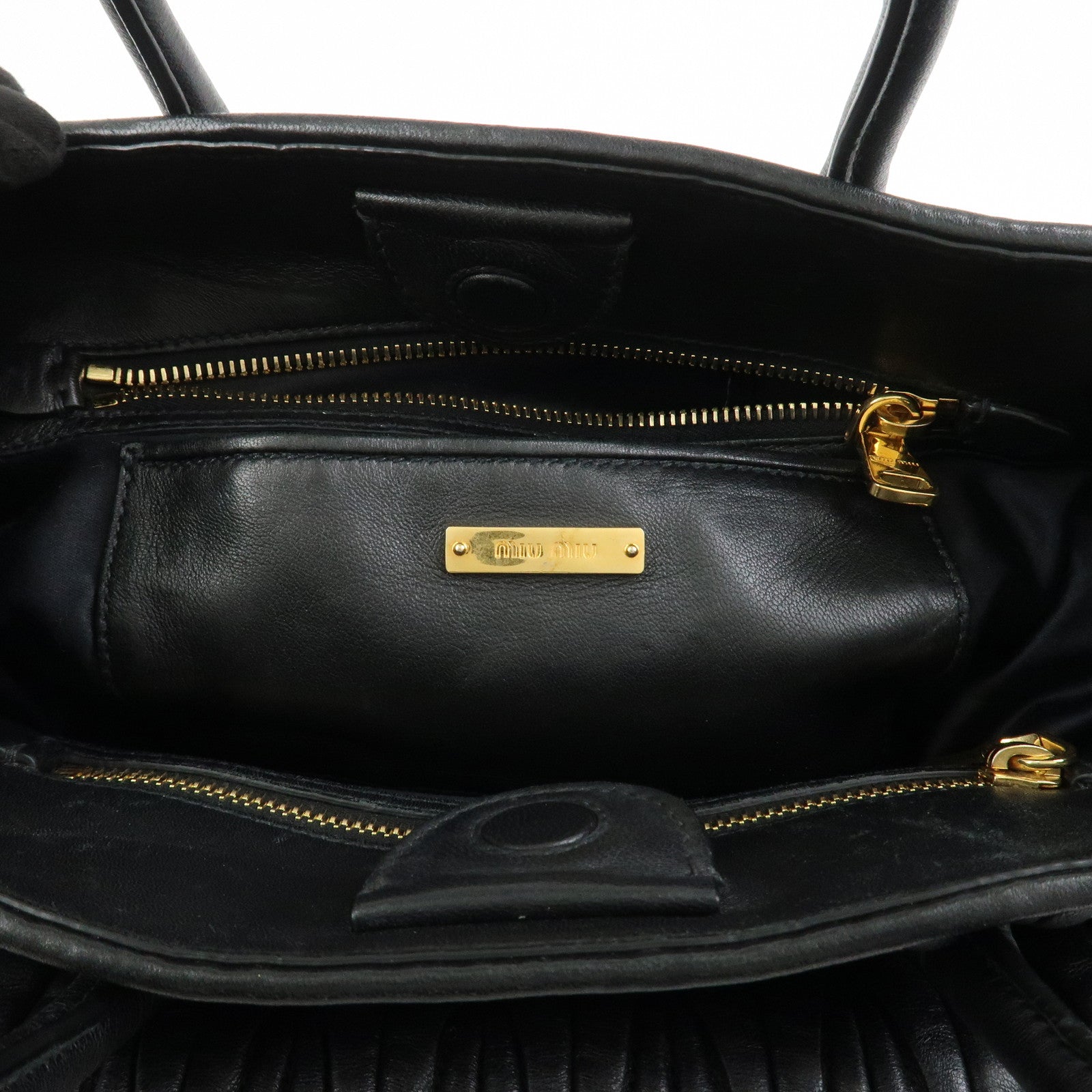 MIU MIU Matelasse Leather 2Way Bag Hand Bag Black RN1069
