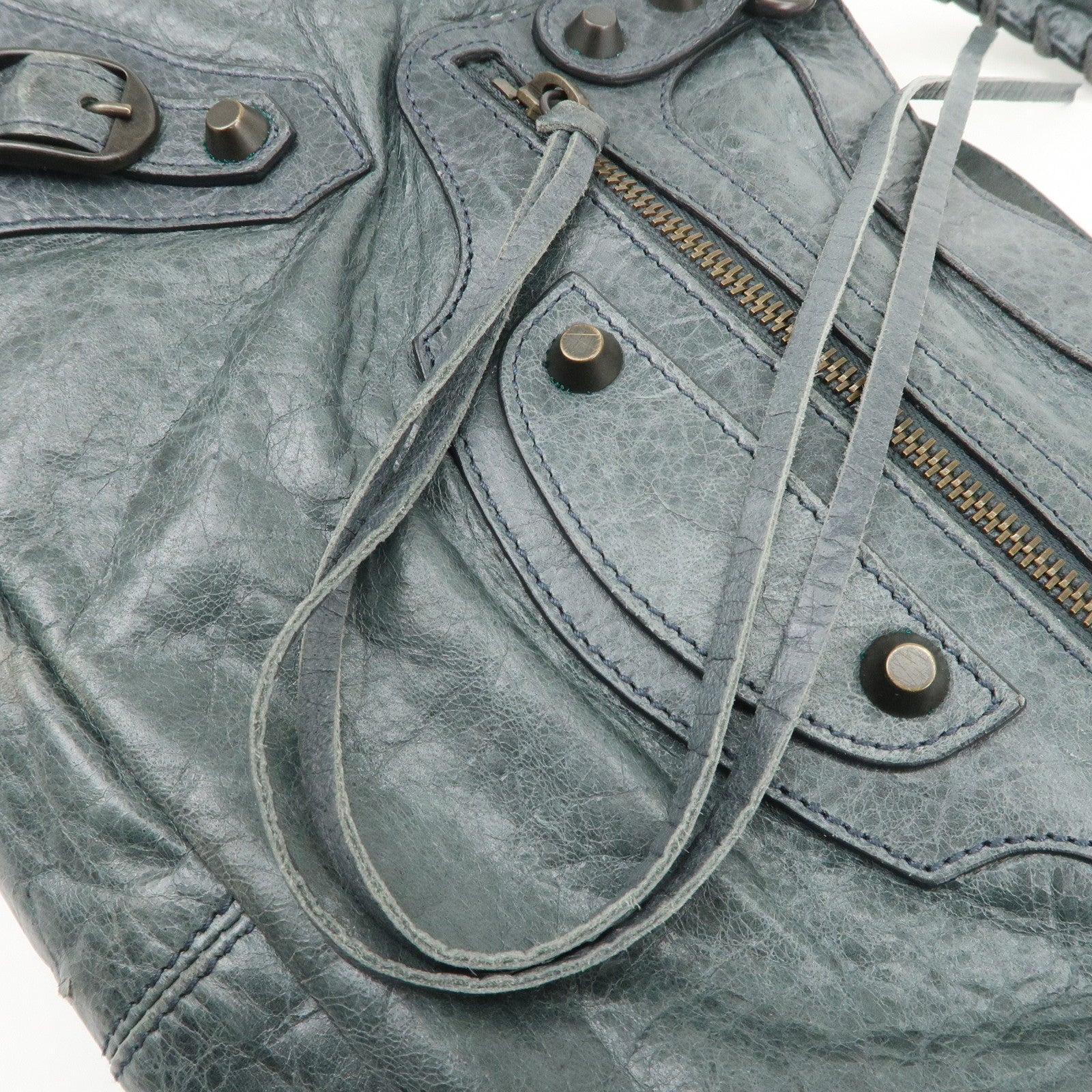BALENCIAGA The First Leather 2Way Bag Shoulder Bag Gray 103208 Used