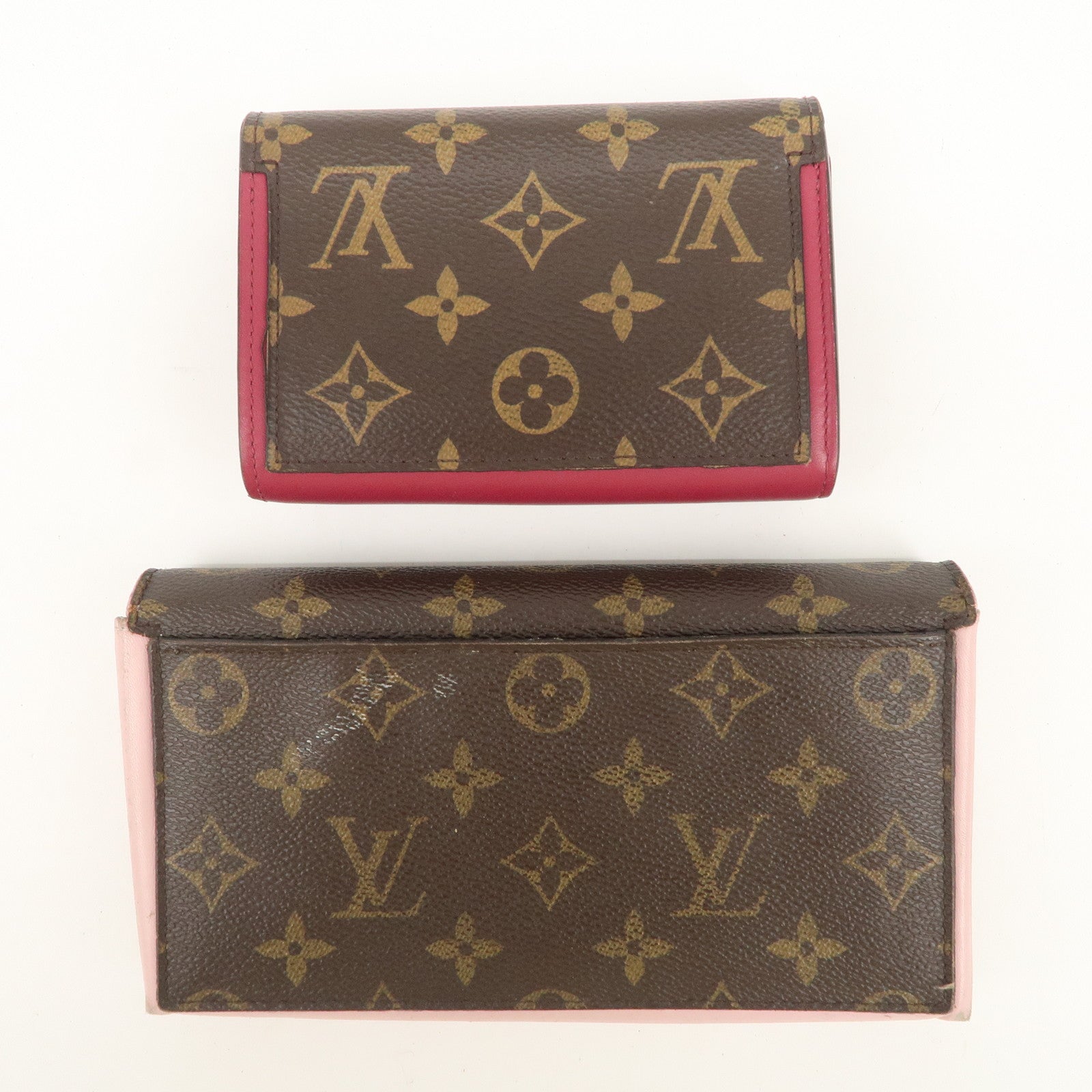 Louis Vuitton Set of 2 Monogram Tri-fold Wallet M64588 M64586 Used